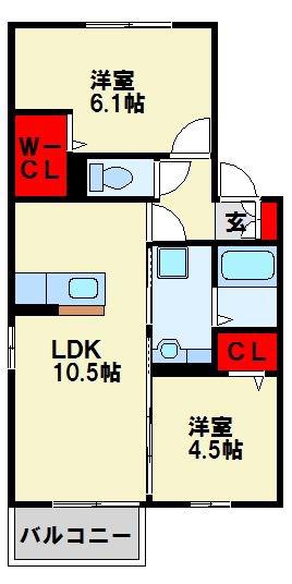 コーポ浅川(2LDK/1階)の間取り写真