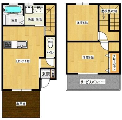 ココハイム(2LDK/1階)の間取り写真