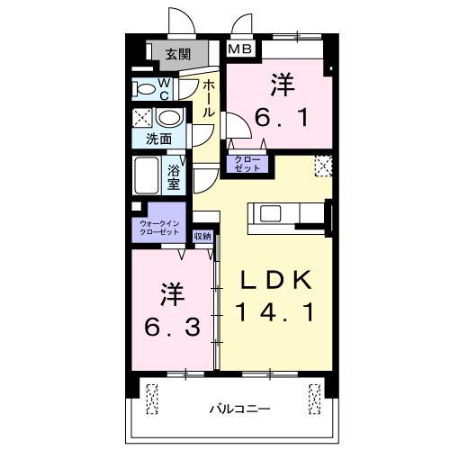モア ドリーム(2LDK/4階)の間取り写真