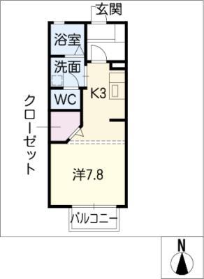サンモールM(1K/1階)の間取り写真
