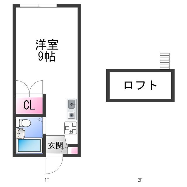 KH百舌鳥(ワンルーム/2階)の間取り写真