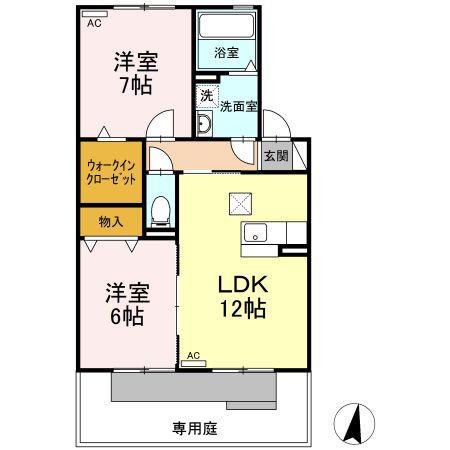 シャルマン(2LDK/1階)の間取り写真