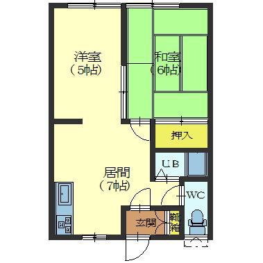 イマジンハウス(2DK/2階)の間取り写真
