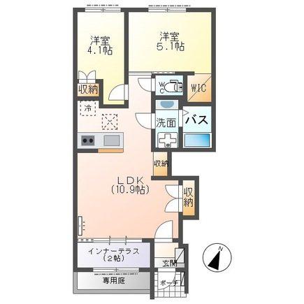 シエル ラフィネ(2LDK/1階)の間取り写真