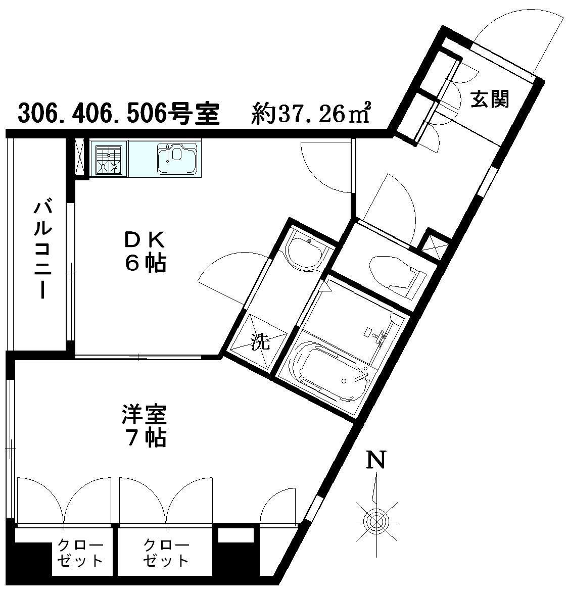 プレサージュ(1DK/5階)の間取り写真