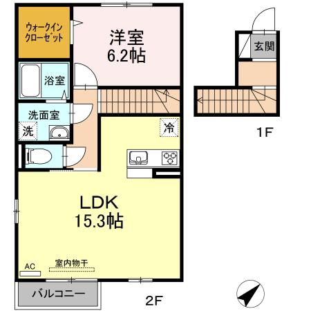 エトワールしゅりV(1LDK/2階)の間取り写真