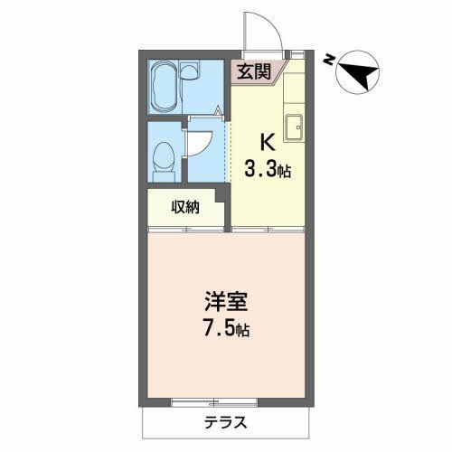 シュガーグランデュールG(1K/1階)の間取り写真