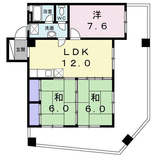 福琉産業ビル前島(3LDK/4階)の間取り写真