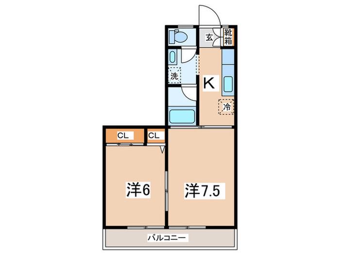 メゾン錦ヶ丘(2K/2階)の間取り写真