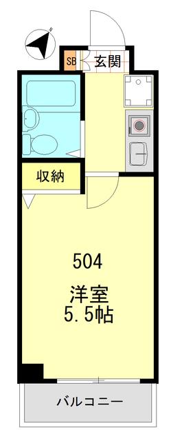アーバンヒルズ浅草第2(1K/5階)の間取り写真