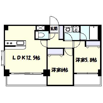 マンション 悠&愛(2LDK/2階)の間取り写真