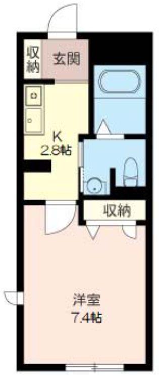 レジデンス津田沼A棟(1K/1階)の間取り写真