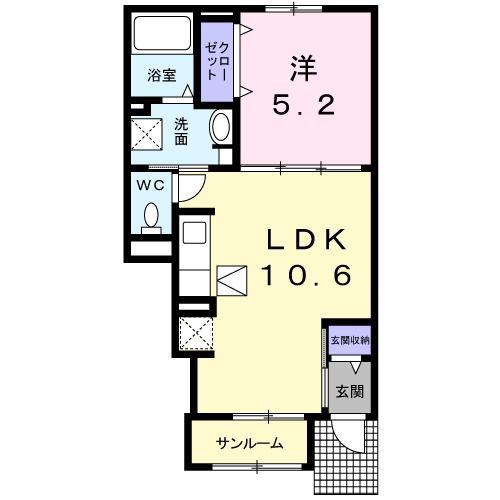 カーサ・フェリーチェ A(1LDK/1階)の間取り写真