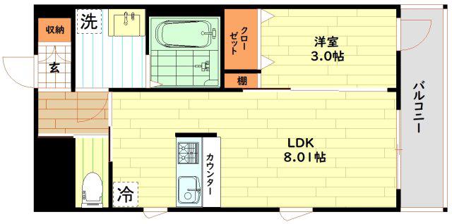 LIVE FLAT塚本新北野(1LDK/2階)の間取り写真