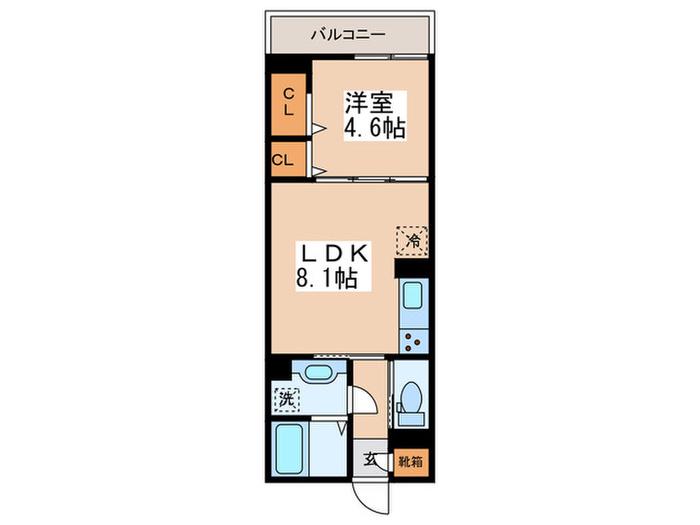 CASA HERMOSA(1LDK/1階)の間取り写真