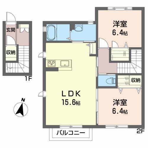 安齋ハイツIII(2LDK/2階)の間取り写真