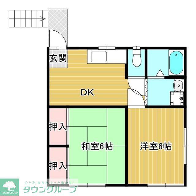 メゾンノワール(2DK/2階)の間取り写真