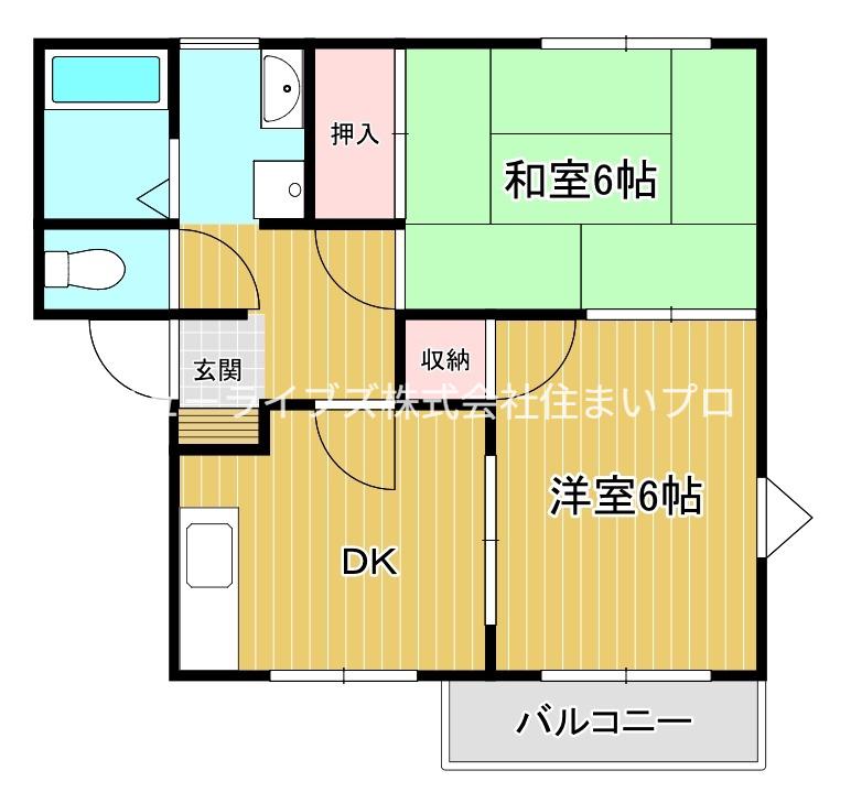 ハイツヒミコC棟(2DK/1階)の間取り写真
