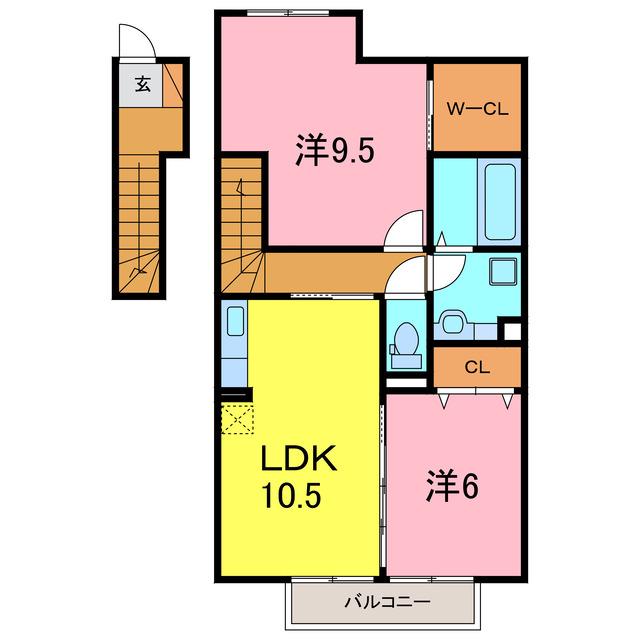 ALIENTO(2LDK/2階)の間取り写真