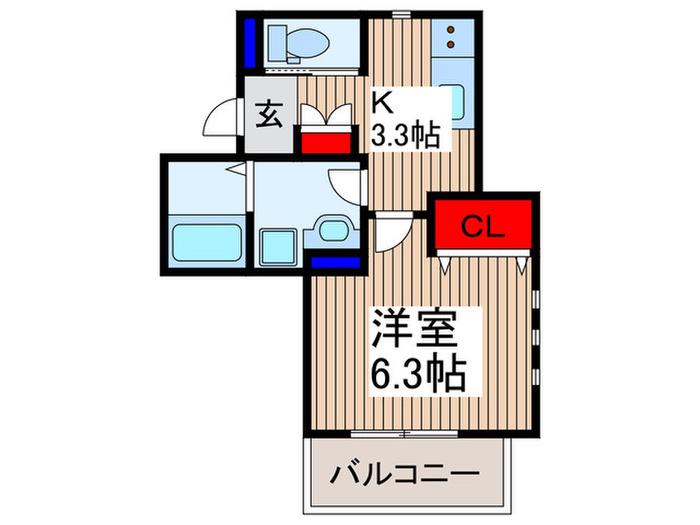 LA FELICE(1K/2階)の間取り写真
