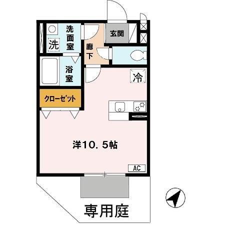 シェルズレイク日根野B(ワンルーム/1階)の間取り写真