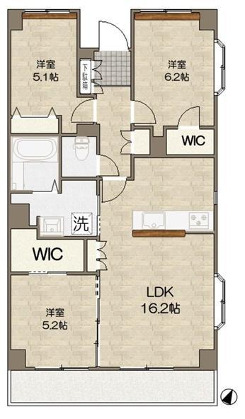 クロス大宮(3LDK/3階)の間取り写真