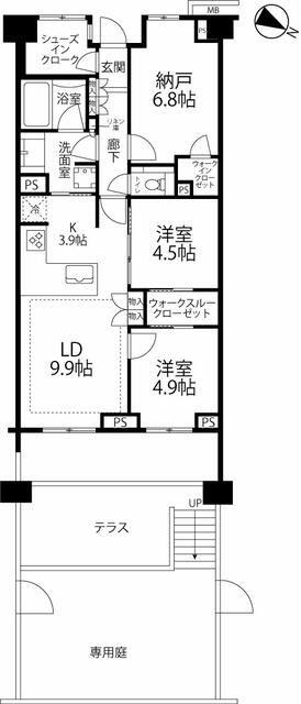 BRANZ中央林間(2SLDK/1階)の間取り写真