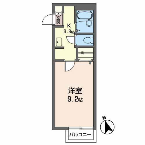 シャーメゾン国見(1K/2階)の間取り写真
