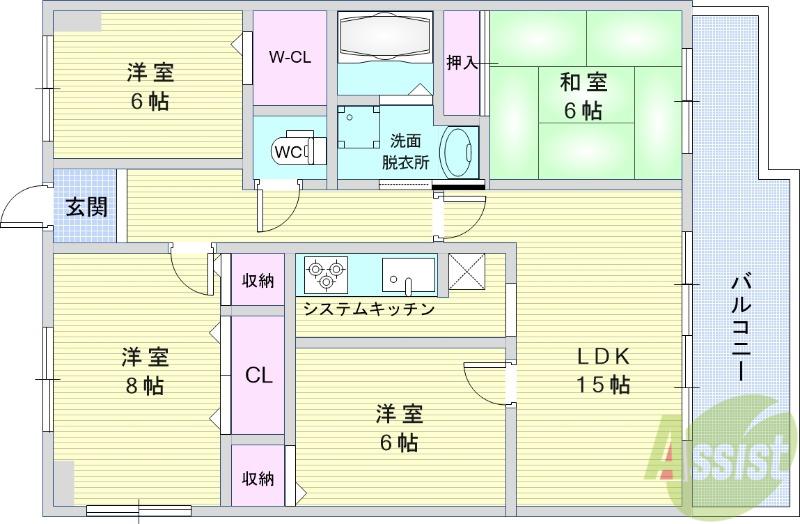 エトワール緑丘(4LDK/8階)の間取り写真