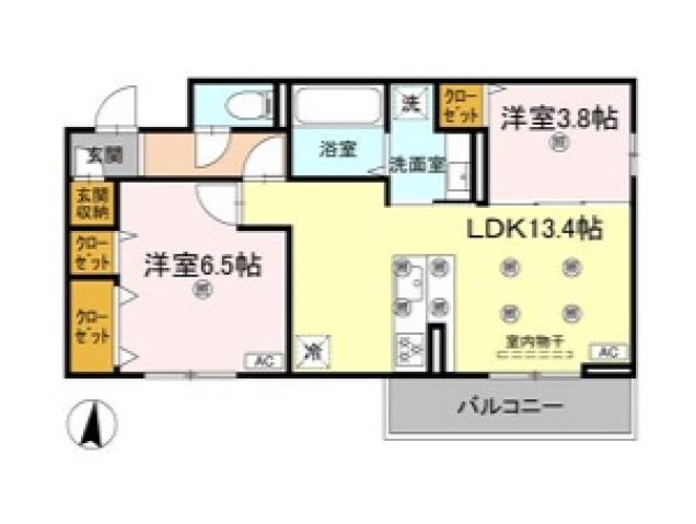 クランツ北井門(2LDK/3階)の間取り写真