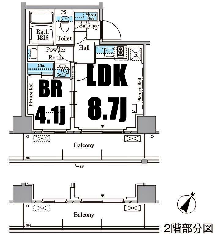 パークアクシス横濱大通公園(1LDK/5階)の間取り写真