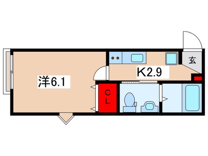 アストラベース百合ヶ丘(1K/1階)の間取り写真