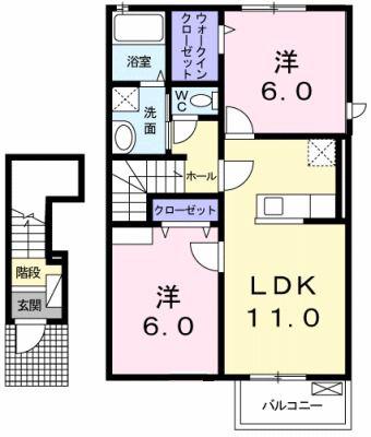 ラフィーネ(2LDK/2階)の間取り写真