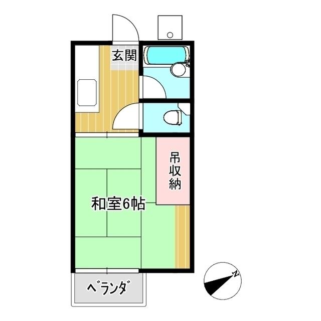 RYCOM河辺(1K/2階)の間取り写真