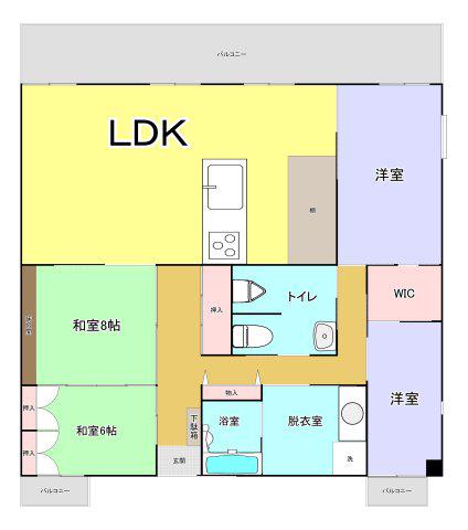 ニューキャッスル黒髪(2LDK/5階)の間取り写真