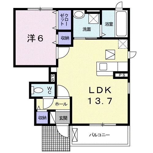 プティボヌールII(1LDK/1階)の間取り写真