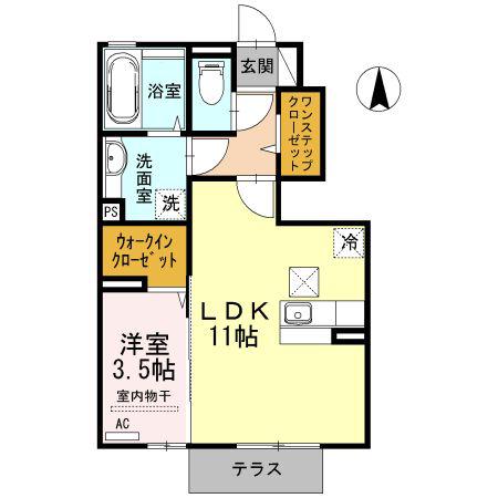 ウィットさつき(1LDK/1階)の間取り写真
