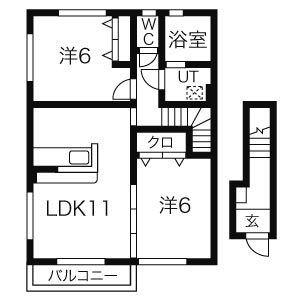 カーサアレグリア(2LDK/2階)の間取り写真