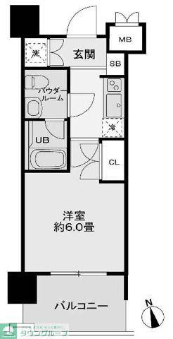 レジディア新宿御苑(1K/9階)の間取り写真