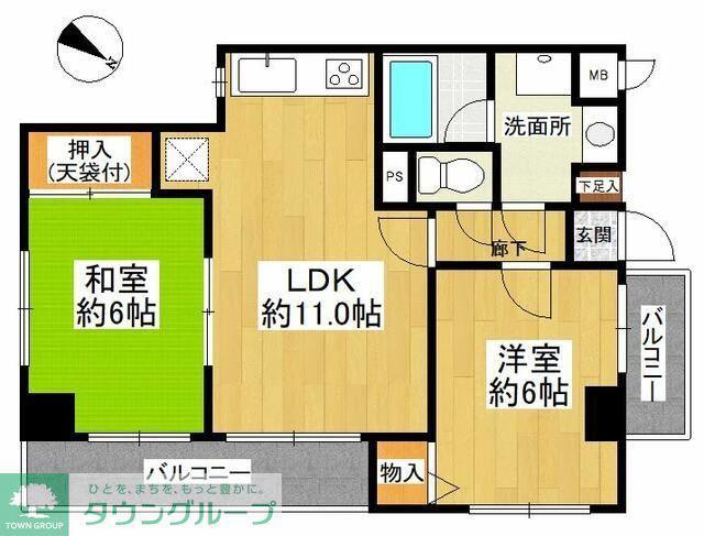 ライオンズマンション東川口第二(2LDK/2階)の間取り写真