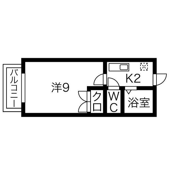 アステール(1K/1階)の間取り写真