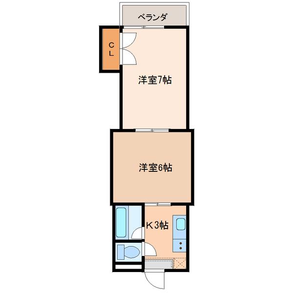 T・Kビル(2K/2階)の間取り写真