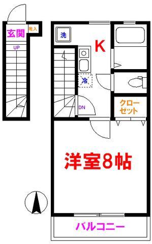 YS HOUSE(1K/2階)の間取り写真