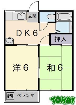 サザンハイツ パートII(2DK/2階)の間取り写真