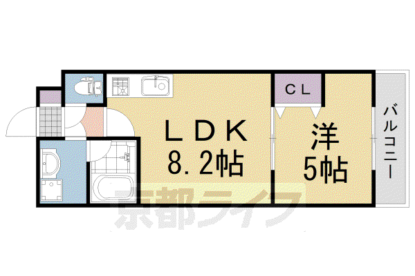グランカーサ日の又(1LDK/5階)の間取り写真