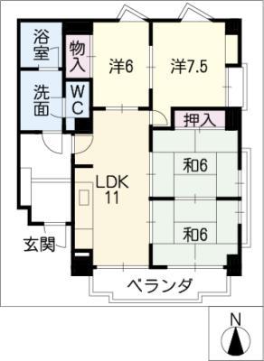 ホーメスト川名(4LDK/3階)の間取り写真