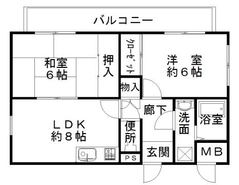 メゾン阿波座(2LDK/2階)の間取り写真