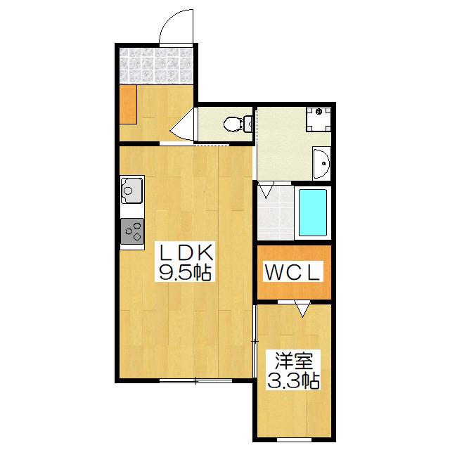 ラシーネ五條(1LDK/2階)の間取り写真