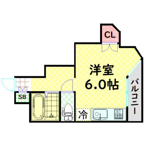 メゾン阿波座(ワンルーム/3階)の間取り写真