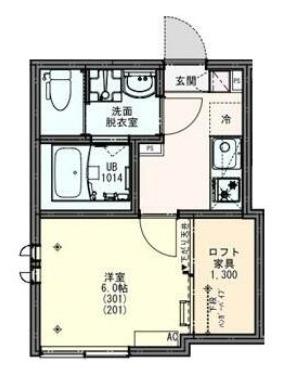 KEIAI RESIDENCE西八王子2(1K/2階)の間取り写真